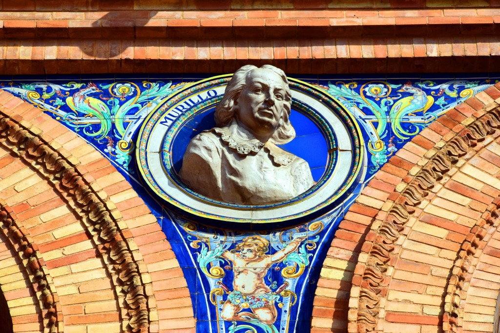 Foto: Murillo su busto representado en la Plaza de España sevillana - Sevilla (Andalucía), España